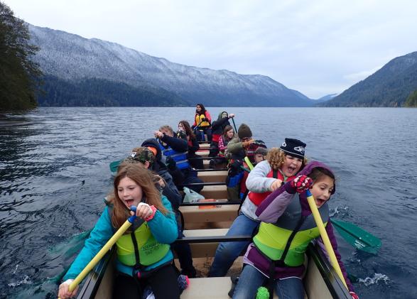 Students paddling on Lake Crescent