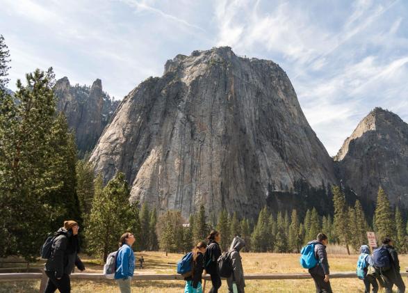 Students walking in Yosemite Valley