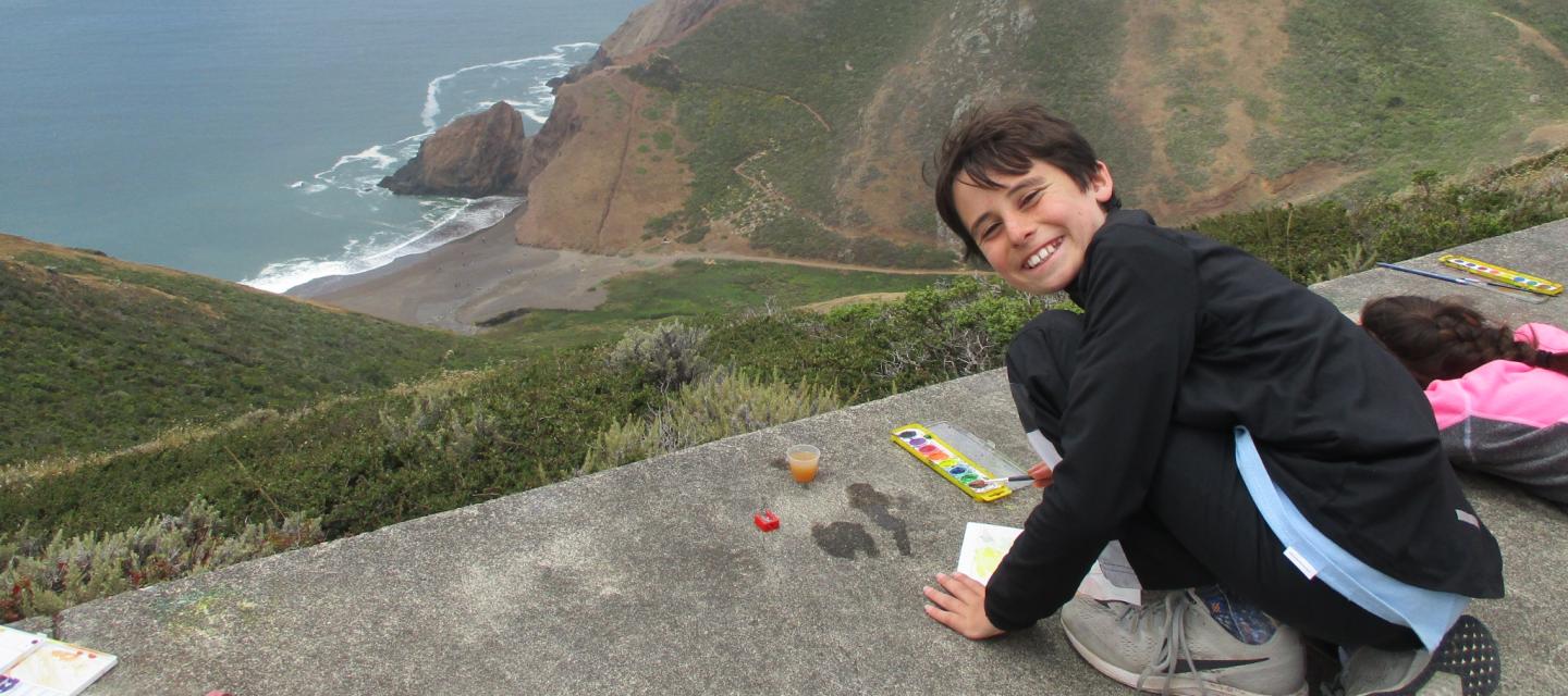 Art projects and water coloring while overlooking beautiful ocean views