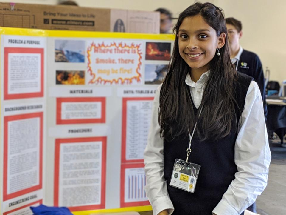 Student of the Year 2023 Satvika Iyer with project "Where there is smoke, there may be fire"
