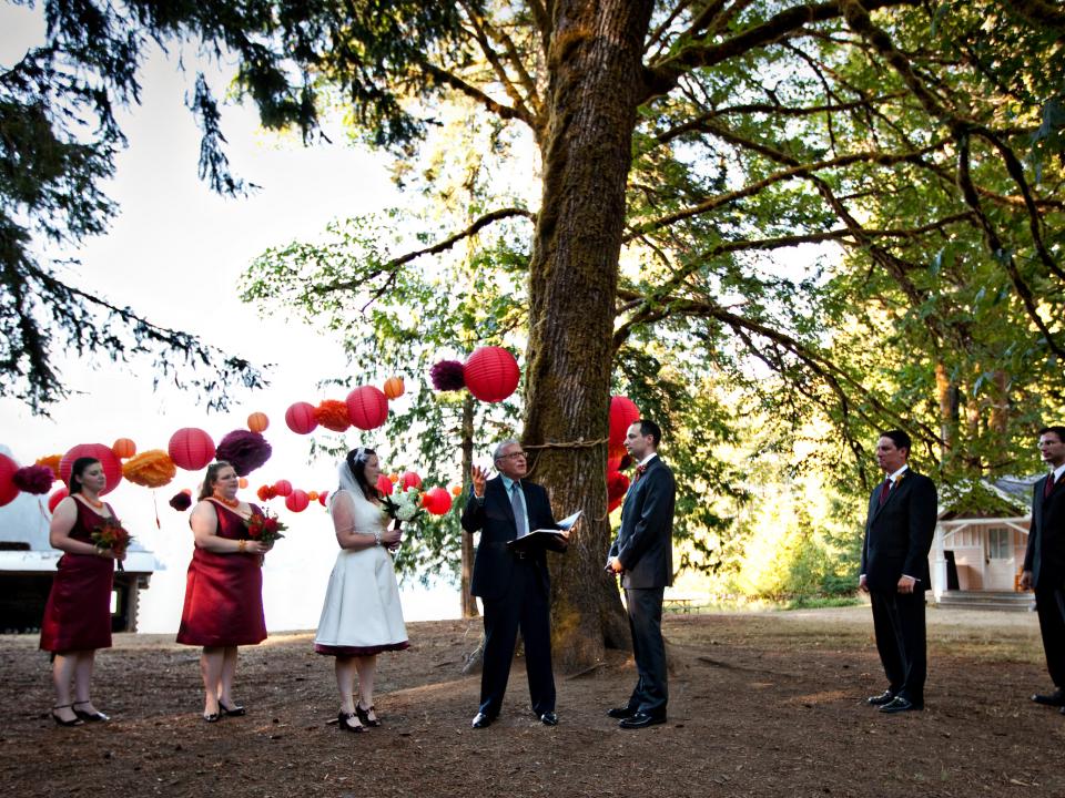 Wedding celebration at NatureBridge's Olympic National Park campus