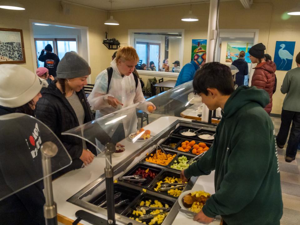 Students in the Dining Hall in our "Beach" campus