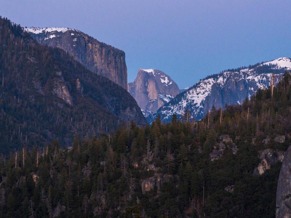 The view of Half Dome from Highway 41 during the drive between the National Environmental Science Center and Yosemite Valley