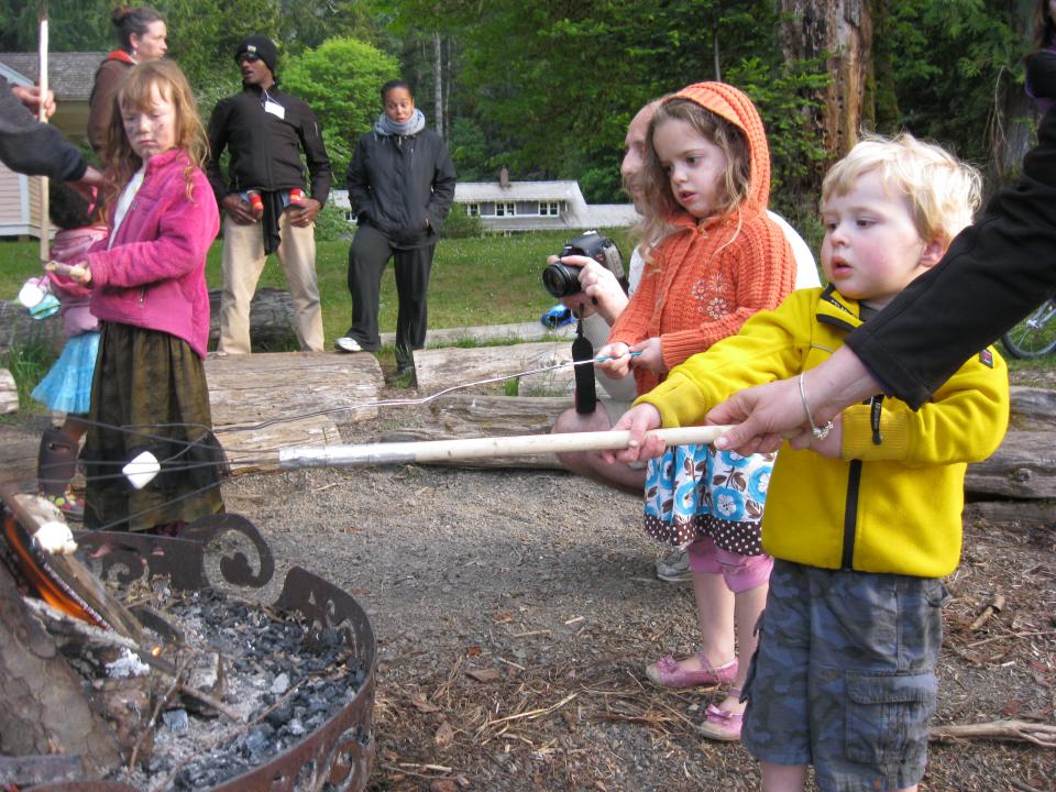 roasting marshmallows at the Olympic Family Program