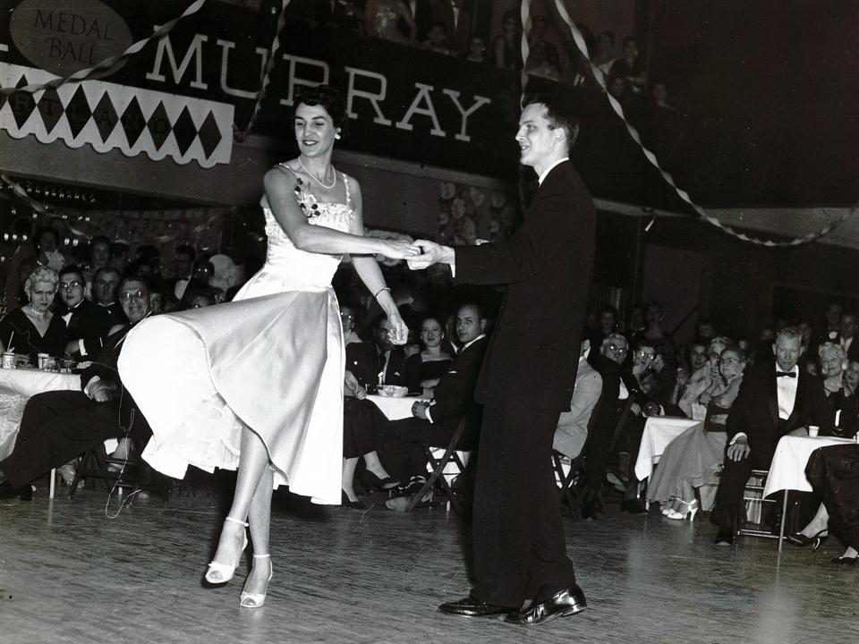 Hester dancing at the Arthur Murray Medal Ball.
