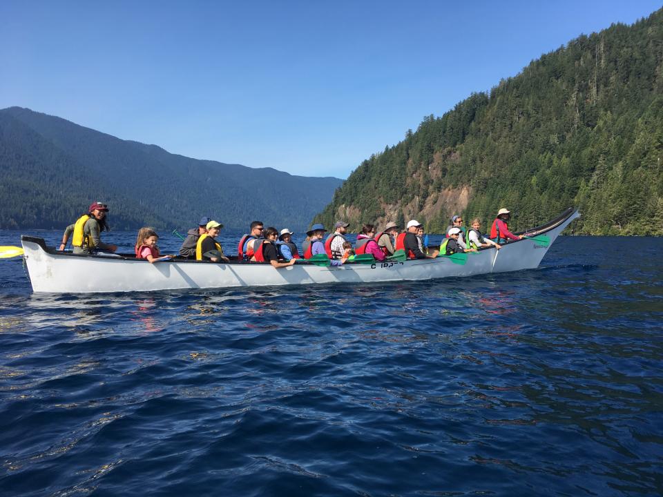 Family program canoeing on Lake Crescent