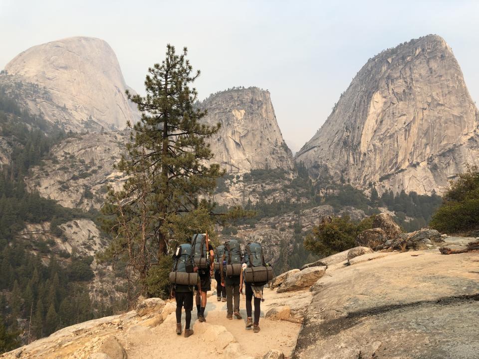 Students backpacking in the Yosemite wilderness during a WildLink program