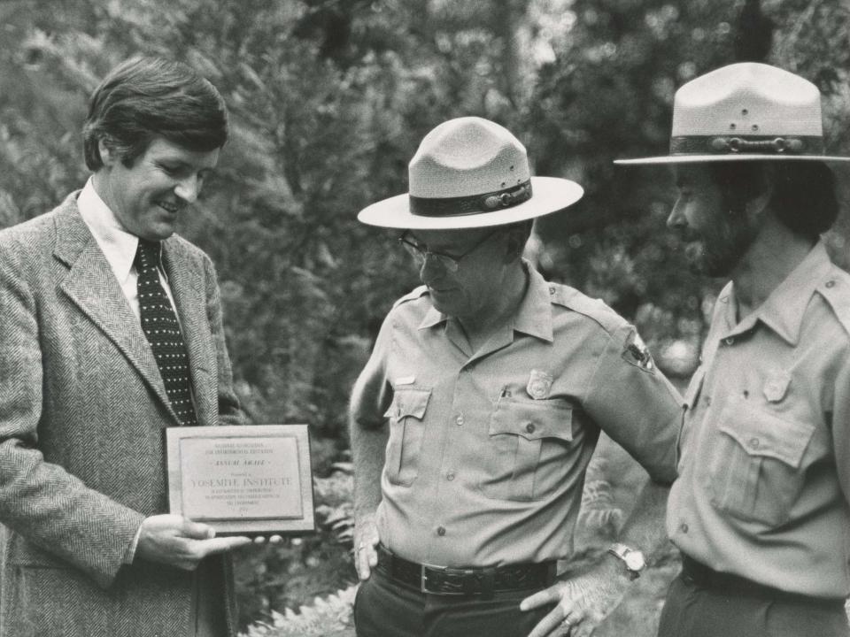 Don Rees with Yosemite National Park staff receiving an award for his work on Yosemite Institute