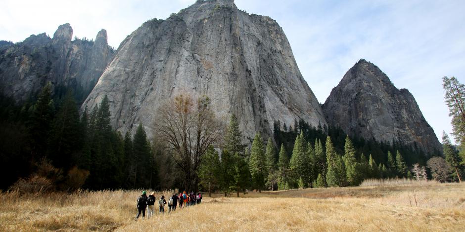 Students enjoying a hike in Yosemite Valley