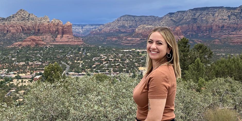 Jen Laughton poses in the Grand Canyon