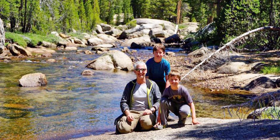 Chris Joseph with his two sons in Yosemite