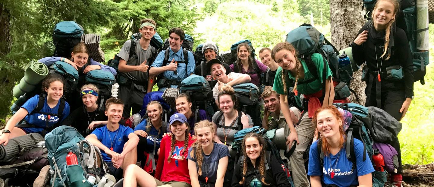 The Alcoa Scholars in the backcountry of Olympic National Park.