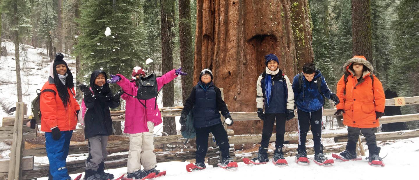 Sixth grade students from Davis Middle School in Yosemite's Tuolumne Grove.