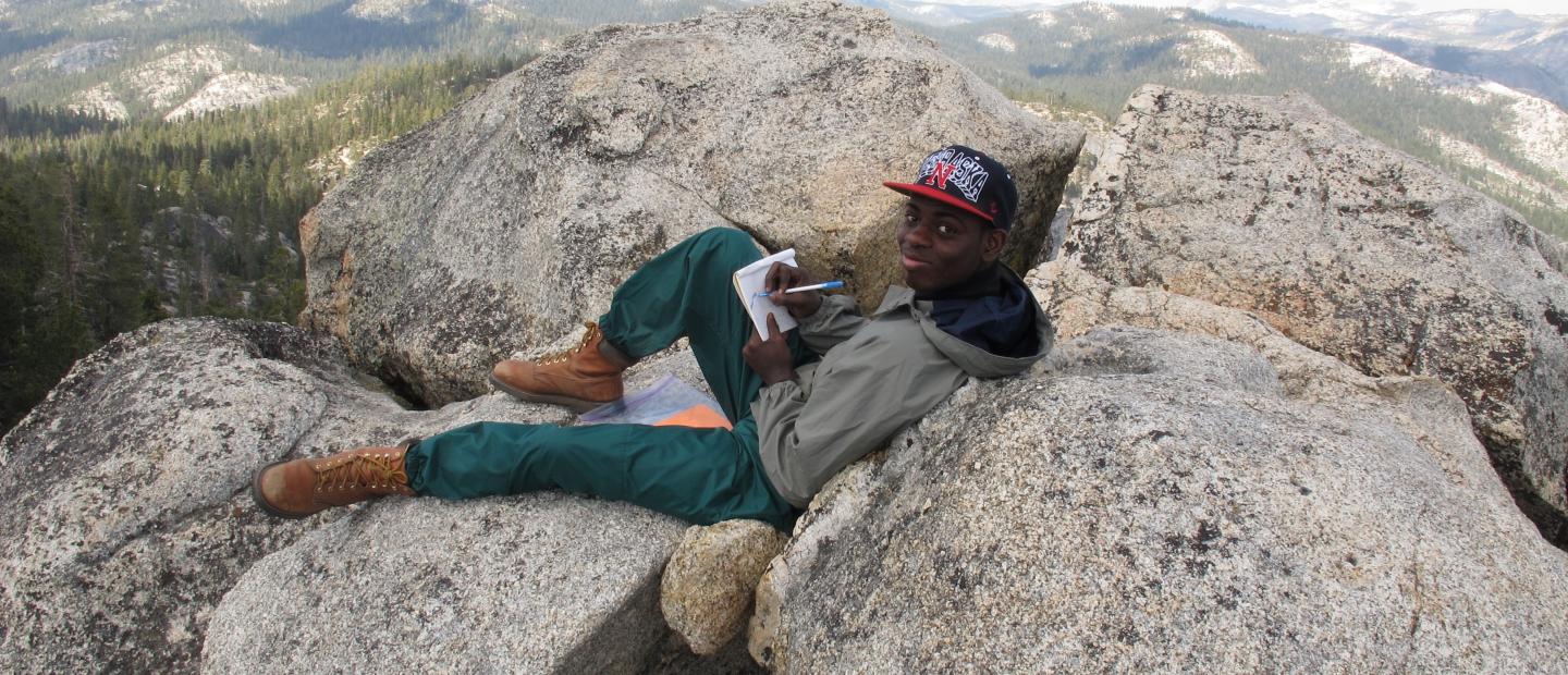 student journaling in Yosemite National Park