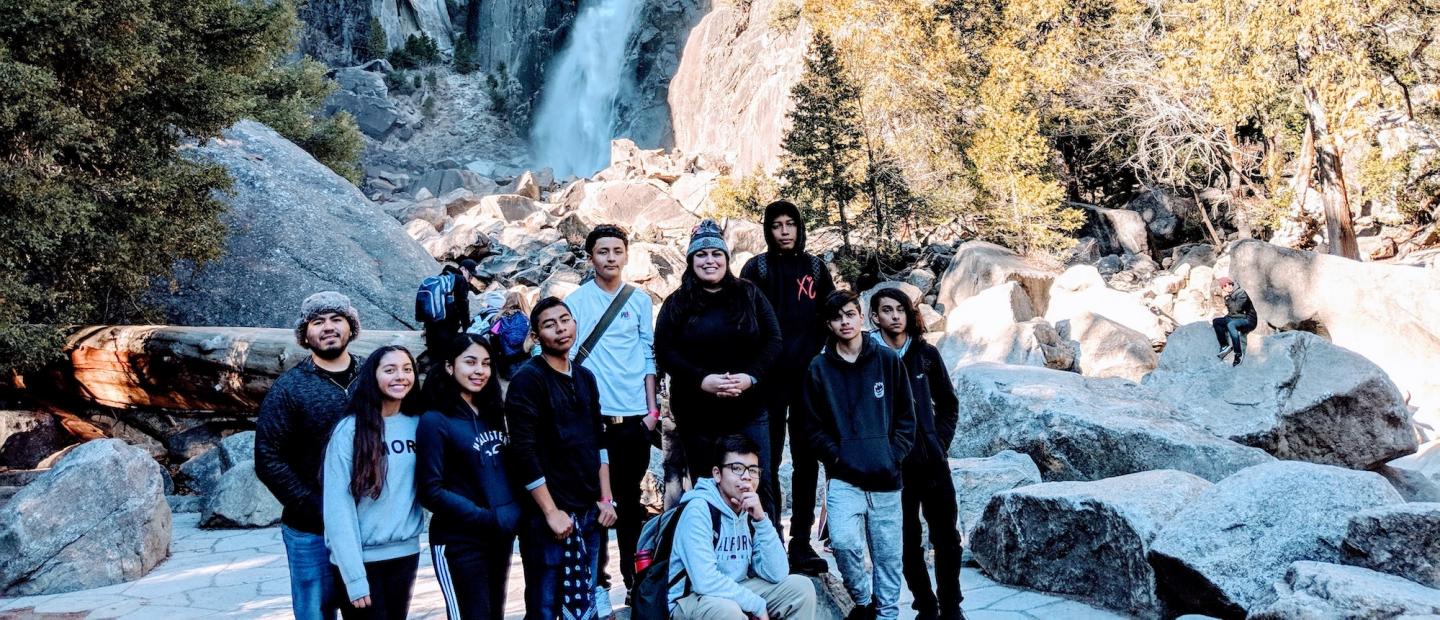 Alliance students hiked to a waterfall