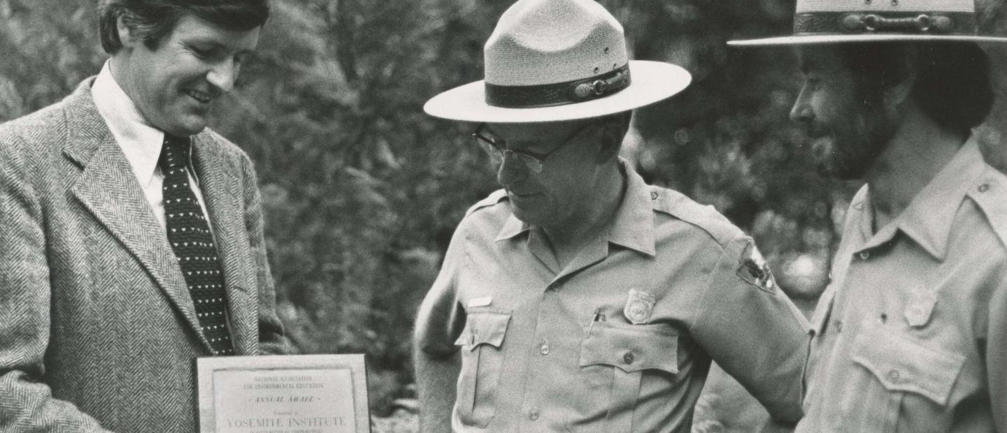 Don Rees with Yosemite National Park staff receiving an award for his work on Yosemite Institute